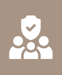 Group icon with shield and checkmark.