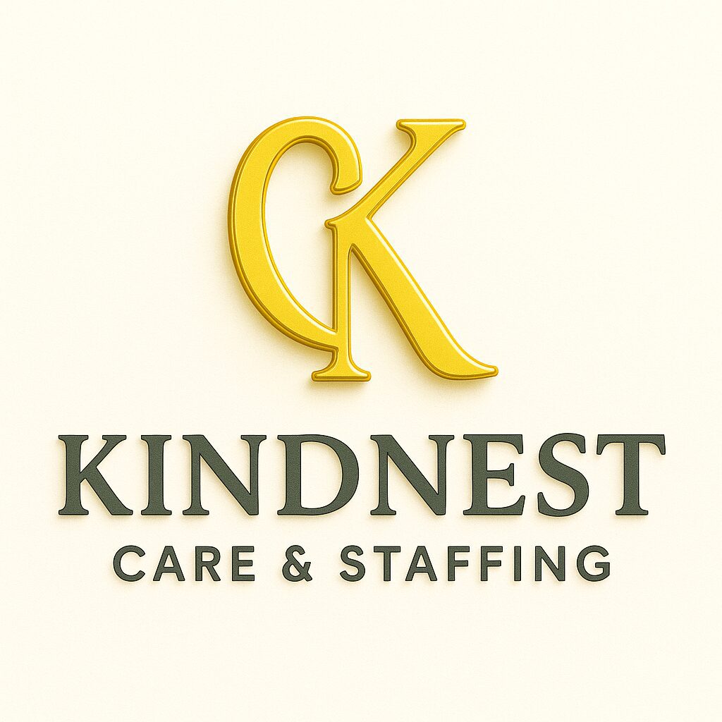 Logo of Kindnest Care & Staffing with a gold CK monogram.
